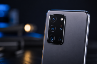 Samsung Galaxy S20 Camera: Close-up of an unbranded phone camera module illustrating the Samsung Galaxy S20 camera system and lenses